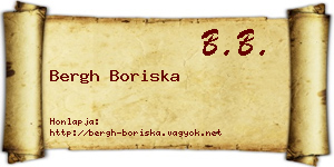 Bergh Boriska névjegykártya
